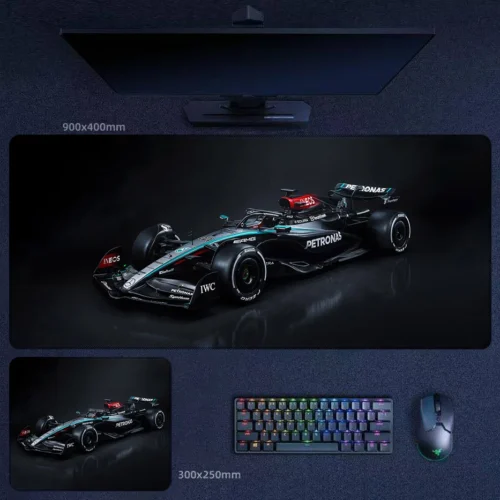 Dark Mercedes Performance Desk Mat Dark Mercedes performance desk mat with Hamilton-inspired styling and a sleek black motorsport mood