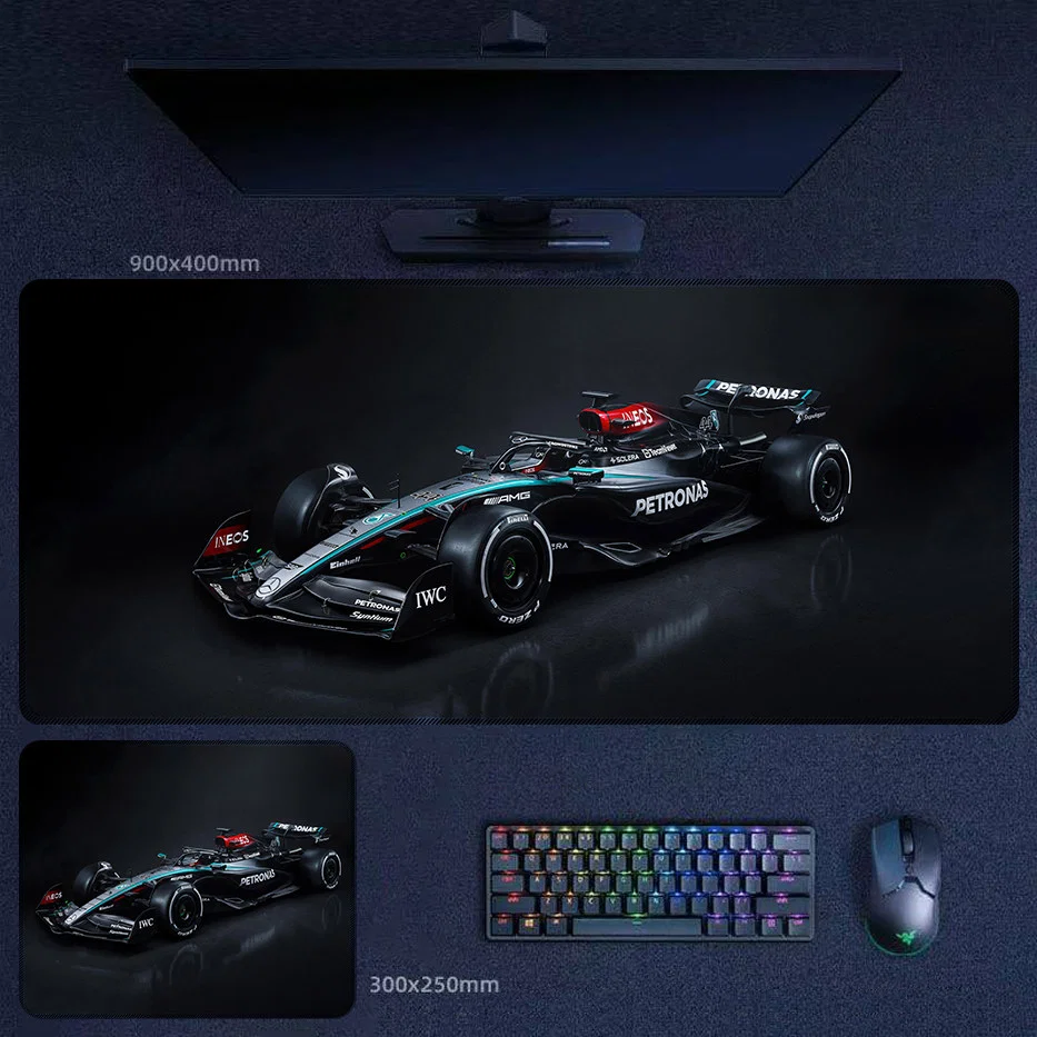 Dark Mercedes Performance Desk Mat Dark Mercedes performance desk mat with Hamilton-inspired styling and a sleek black motorsport mood