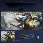Dream Dragon Yasuo scenic desk mat with eastern fantasy landscape and calm warrior character styling