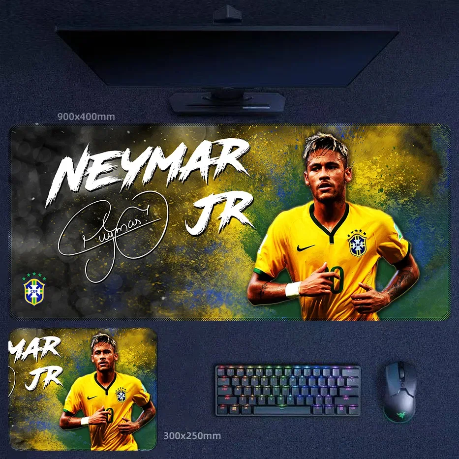 Neymar Jr Brazil desk mat in a signature poster style with bold typography, layered color effects, and a more collectible fan-art feel
