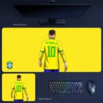 Neymar Brazil No. 10 desk mat with back jersey artwork, minimalist yellow styling, and a more symbolic fan-focused design direction
