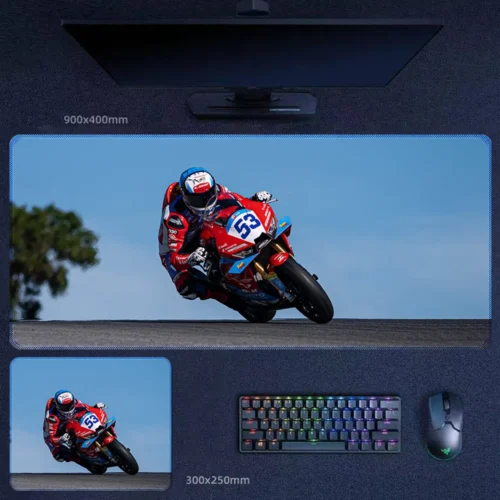 Valentin Debise ZXMOTO WSBK Double Win Desk Mat Valentin Debise ZXMOTO Portugal WSBK Double Win Desk Mat featuring Debise racing the ZXMOTO 820RR-RS through a decisive 2026 Portugal WorldSSP cornering moment