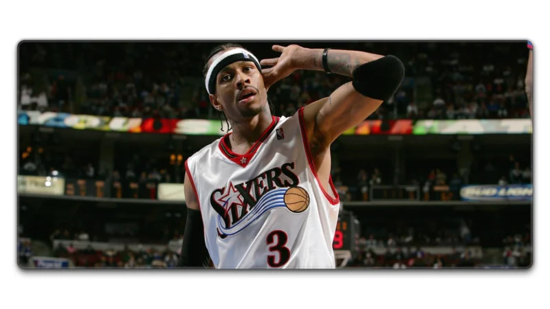 Allen Iverson Basketball Gaming Mouse Mat in 900 × 400 mm size for TKL keyboards, smooth mouse control, and gaming desks