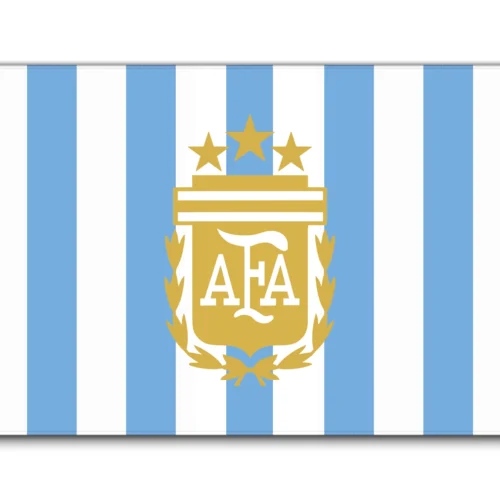 Argentina Football Desk Mat 900x400 Argentina Football Desk Mat in 900 x 400 mm with blue-white stripes, gold crest artwork, stitched edges, and keyboard mouse space