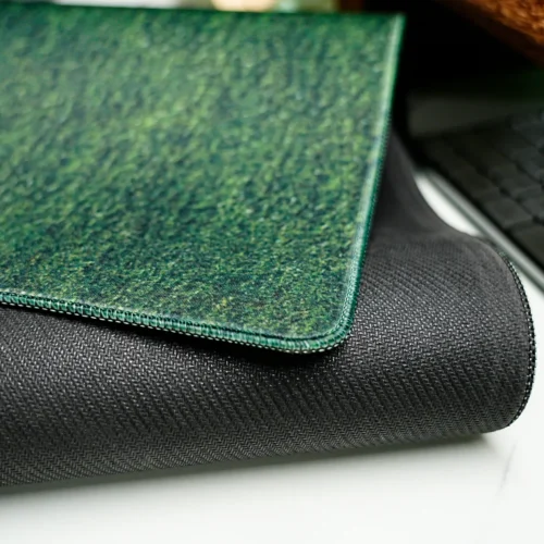 Ronaldo Mouse Pad with Stitched Edge and Rubber Base Close-up of Ronaldo mouse pad stitched edge and textured rubber base designed to reduce fraying, curling, and unwanted desk movement