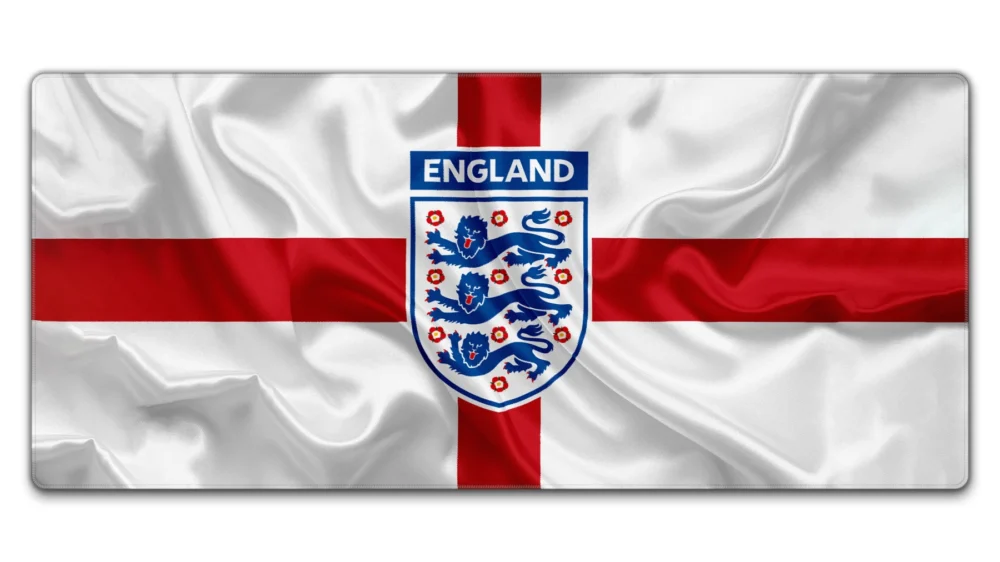 England World Cup Football Desk Mat in 900 × 400 mm size with Three Lions flag artwork for TKL keyboard and mouse setups