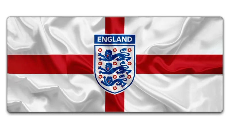 England World Cup Football Desk Mat in 900 × 400 mm size with Three Lions flag artwork for TKL keyboard and mouse setups