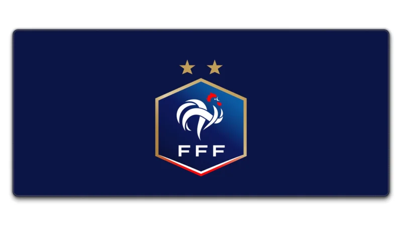 France Football Team Desk Mat 900x400mm France Football Team Desk Mat in 900 x 400 mm size with vivid FFF rooster crest artwork, stitched edges, and deep navy design