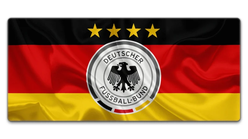 Germany Football Team Desk Mat Main Image Germany Football Team Desk Mat in 900 × 400 mm size for TKL keyboards and smooth mouse control