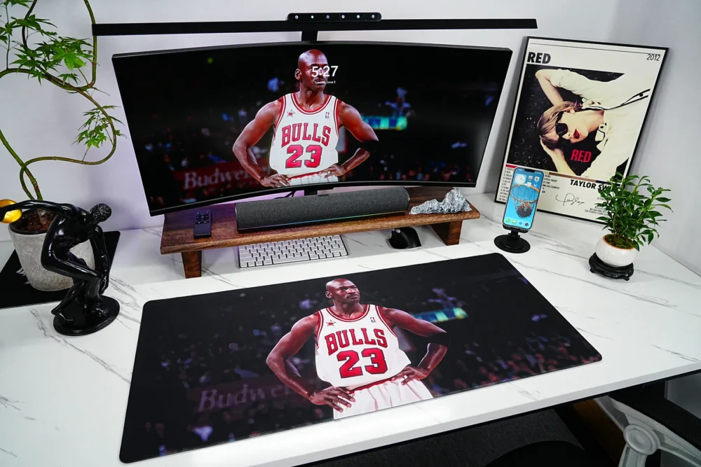Michael Jordan Chicago Bulls Desk Setup Mat Michael Jordan Chicago Bulls Desk Mat creates a complete basketball fan setup with matching screen artwork