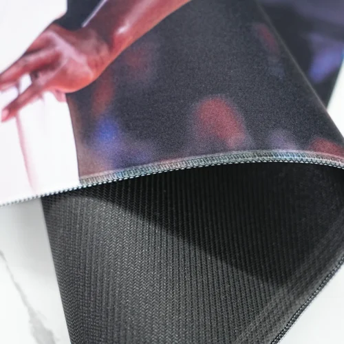 Jordan Bulls Desk Mat Stitched Edge Detail Folded Jordan Bulls desk mat shows stitched edges and textured rubber backing for stable daily use