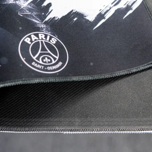 Neymar Jr Soccer Tribute Mouse Pad close-up of the stitched edge and rubber base, showing the layered construction and flexible desk mat build