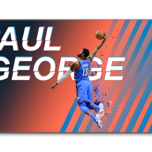 Paul George OKC Thunder Gaming Mouse Pad in 900 × 400 mm size with vivid blue orange basketball artwork