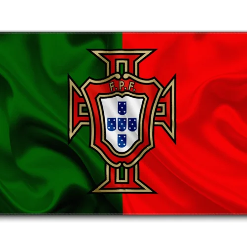 Portugal Football Team Desk Mat in 900 × 400 mm with red green crest artwork for TKL keyboard and mouse setups