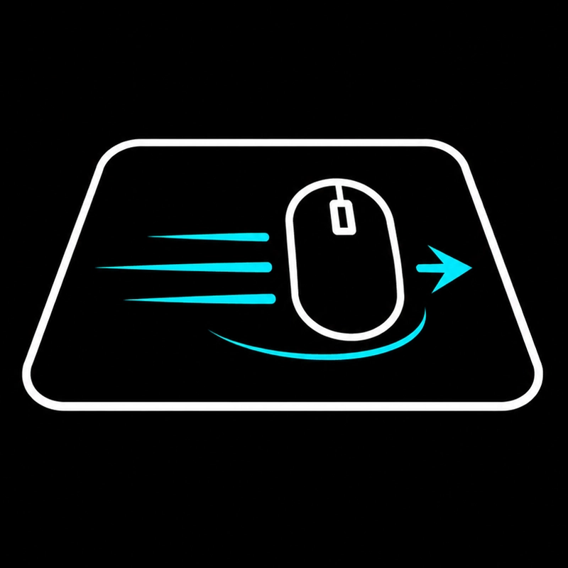 AiryPad icon showing a mouse gliding across a pad to represent smooth movement and steady control.