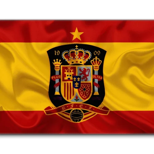 Spain Football Team Desk Mat in 900 × 400 mm size for TKL or larger keyboards, smooth mouse control, and vivid football desk style.