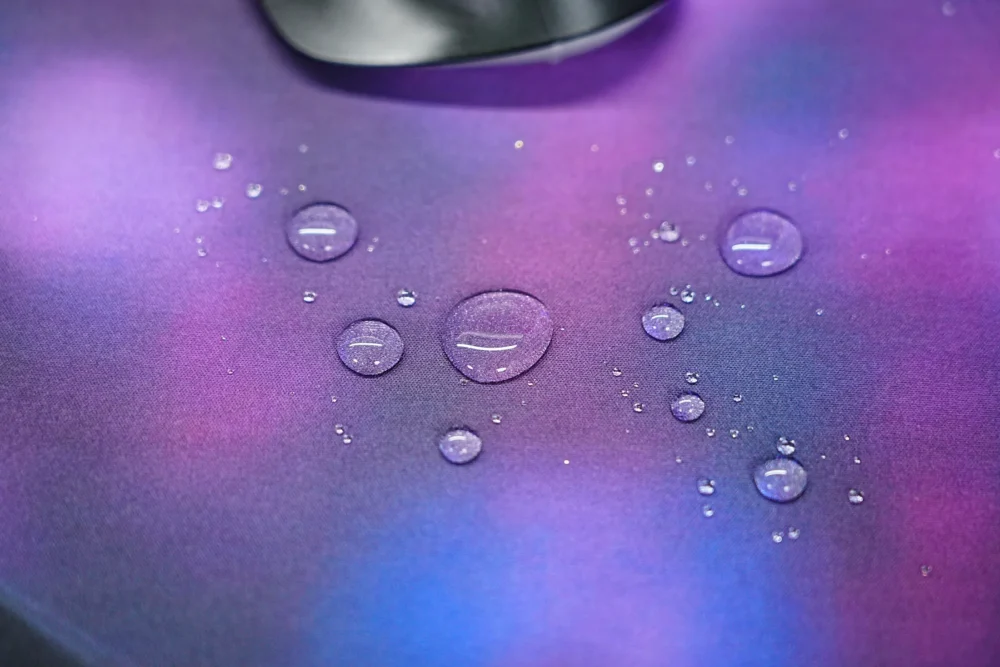 Stephen Curry Spill-Resistant Mouse Pad Surface Water drops sitting on the spill-resistant Stephen Curry mouse pad surface