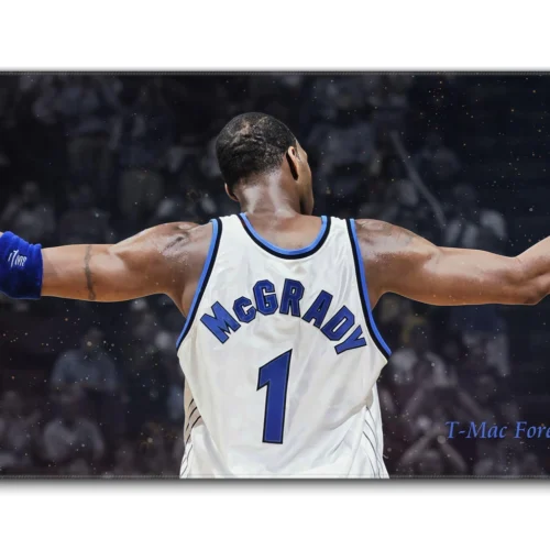 Tracy McGrady Basketball Gaming Mouse Pad in 900 x 400 mm with ultra-clear player back-view artwork for TKL keyboard and mouse setups