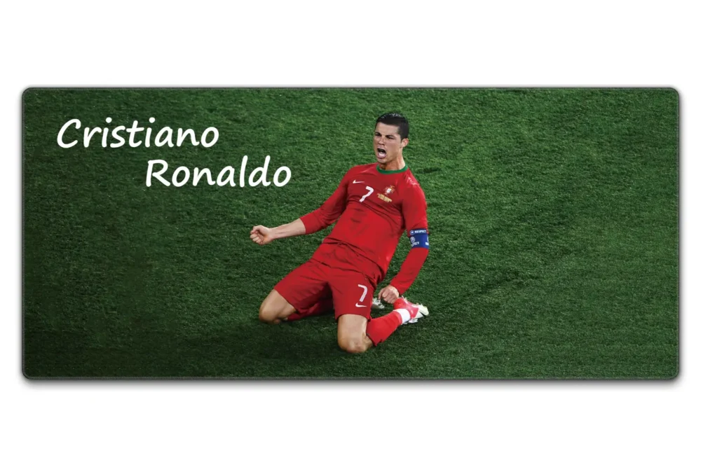 Cristiano Ronaldo mouse pad in 35.4 × 15.7 in (90 × 40 cm) desk mat size with Portugal EURO 2012 knee-slide artwork