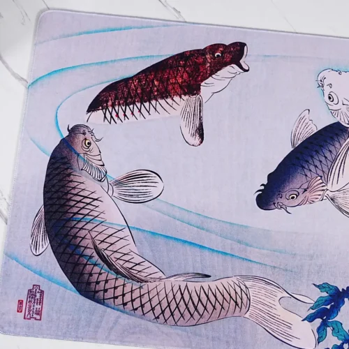Koi Fish Mouse Pad Print Detail with Stitched Edge Close-up of koi fish mouse pad print with stitched edge detail