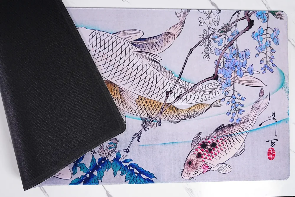 Non-Slip Rubber Base Koi Fish Mouse Pad Koi fish mouse pad with non-slip black rubber base and stitched edge