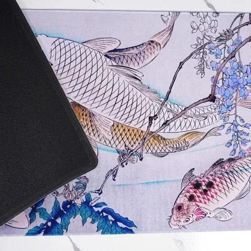 Non-Slip Rubber Base Koi Fish Mouse Pad Koi fish mouse pad with non-slip black rubber base and stitched edge