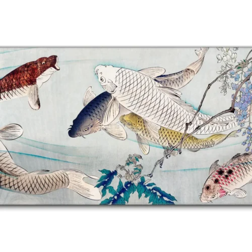 Wisteria Six Koi Fish Mouse Pad - Japanese Art Desk Mat 90x40cm Wisteria six koi fish mouse pad in Japanese art style, 90x40cm desk mat